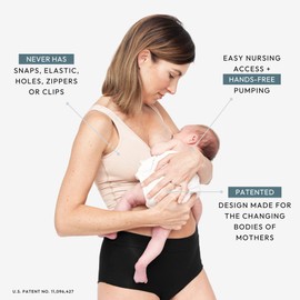 Larken X Nursing & Hands-Free Pumping Bra - Ultra Comfort & Convenience with Silky Soft, Stretch Fabric - Sand (S)