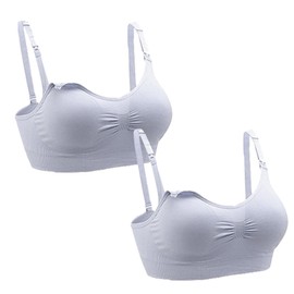 2 Pack Hands Free Pumping Bra - Nursing Bras for Maternity Breastfeeding Seamless Wirefree Push Up Bras Comfort Adjustable Wireless Pregnancy Sleep Bralette for Women Blue