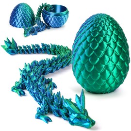 3D Printed Dragon, Realistic Dragon Eggs in Egg Jointed Full Movable Crystal Dragon with Dragon Egg, Fidget Toy for Children Adults Home Office Desk Toy
