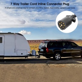 Yosoo Health Gear Trailer Extension Cord, 7 Way 3.5ft Double Prong Male Plug Trailer Wiring Connector 7 Pin Trailer Wiring Connector Plug RV Connecting Line Trailer Plug Extension