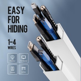 68in Cord Covers for 4 Wires on Wall, Large Cord Hider White Cord Cover, Paintable Cable Hider, Cord Hider for Wall Mount TV, Wire Covers for Cords, Cable Concealer, 4X L17in W1.18in H0.67in