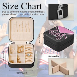 Cheerleader Travel Jewelry Case, Cheer Travel Jewelry Box for Women, Mini Jewelry Travel Case for Cheer Team, Cheerleader Gifts for Girls (Pink)