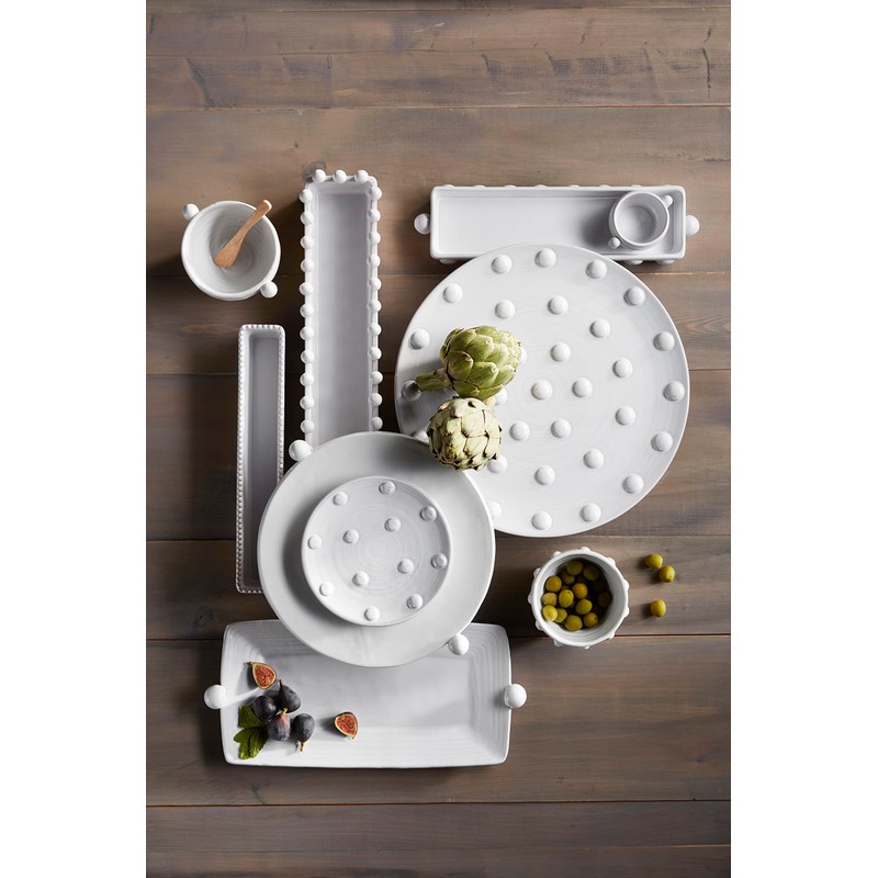 Mud Pie Bead Handle Platter, 8 3/4" x 14" White