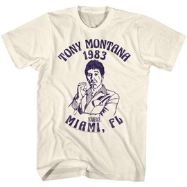 Scarface 1980's Gang Crime Movie Tony Montana Miami '83 Vintage Adult Tshirt Tee Off-White