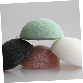 Baluue 3pcs Natural Cleansing Sponges for Face Washing Vegan Biodegradable Konjac Sponges Gentle Exfoliation for Skin Types Green White