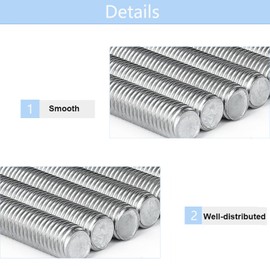 TOP-VIGOR 5Pcs M5-0.8 x 55mm Length Fully Threaded Rod, 304 Stainless Steel Right Hand Threads Rods, Fully Studding Rod Bar for Anchor Bolts, Clamps, Hangers and U-Bolts