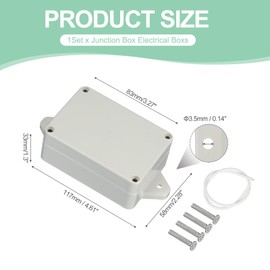 PATIKIL 4.61 Inch Junction Box, Electrical Enclosure Box ABS Plastic Waterproof Outlet Plug Cover Cord Protector with Mounting Plate for Outdoor Indoor Electric Project, White/Grey