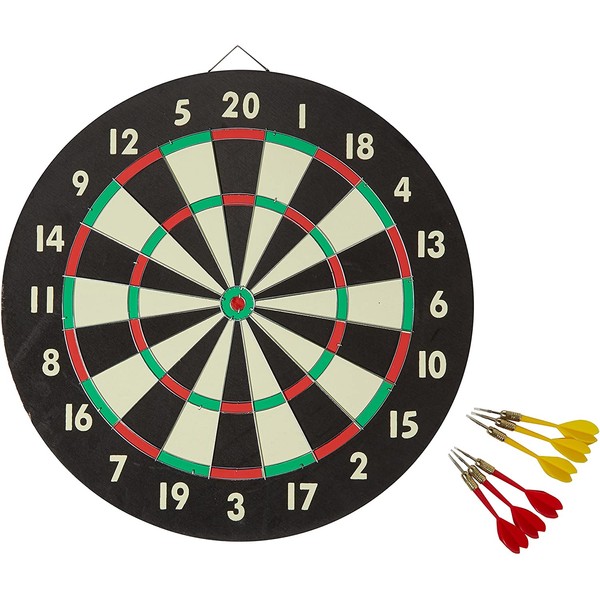 Accudart 2-in-1 Starlite Quality-Bound Paper Dartboard Game Set with Six Included Brass Darts , Black