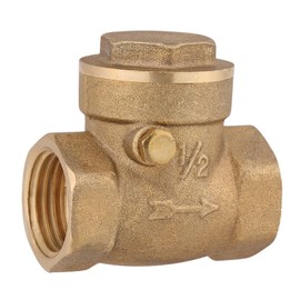 Brass Horizontal Check Valve, 1/2” Female Thread Valve DN15 Non Return Swing Prevent Backflow Prevention 232PSI Tool Fuel Oil Water Gas Plumbing Fitting for Pipe System Sump Pump Well Air Compressor
