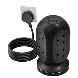 Tower Extension Lead-Power Strips with USB Ports with 8 Outlets and 2 USB Ports,2 USB-C(PD20W) Power Tower Extension,Power Tower with 6 Feet Extension Cord with Multiple Outlets for Home Office Dorm