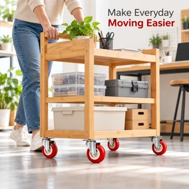 4-Pack Red PVC Swivel Caster Wheels for Furniture & Utility Trolleys – Quiet Rolling, 1.97-Inch Overall Height