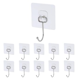 Ztomhome Ultra Strong Large Transparent Adhesive Hooks Pack of 10 - Hooks for Hanging - Waterproof and Rust-Resistant Hooks – Hanging Hooks with Max Capacity of 22lb