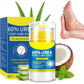 Crema de Urea 60% + Ácido Salicílico 2% - Barra para Pies con Callos, Talones Agrietados y Piel Seca, Tratamiento Intensivo para Piel Dura, Suaviza y Repara, Fórmula No Grasa de Absorción Rápida, Cuidado Portátil para Pies (40g)