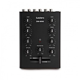 SubZero 2 Channel Desktop Mini DJ Mixer with Crossfader & Mic Input