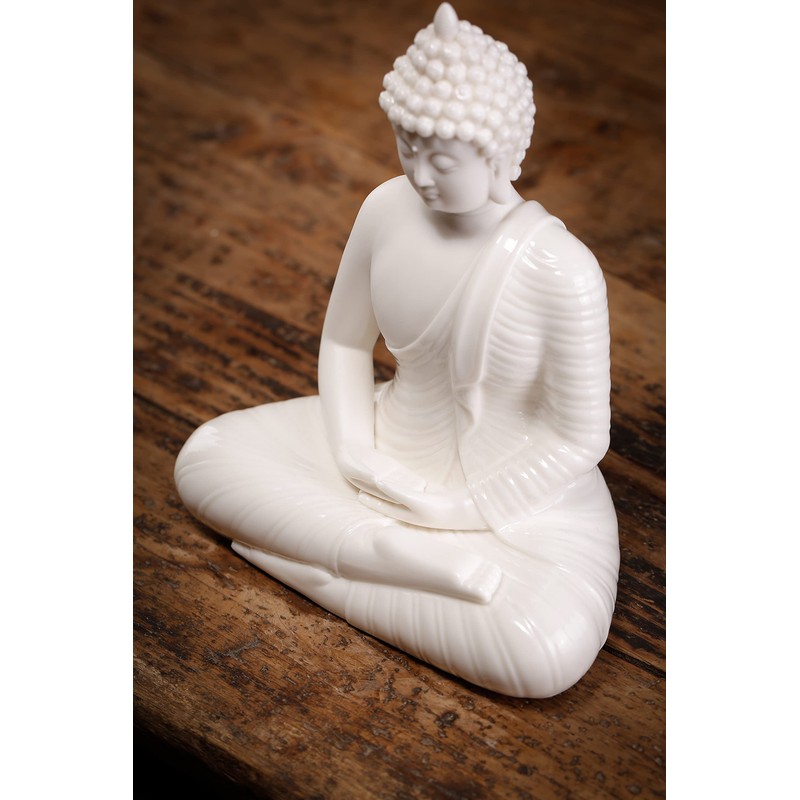 Qinlang 6 inch Small White Buddha Statue for Home Decor,