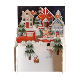 Festive Xmas Village & Santa 3D Pop Up Christmas Greeting Card by Alljoy Cards XPOP031