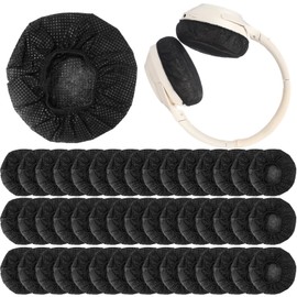 BBTO 100 Pcs Headphone Ear Covers Disposable Sanitary Non-Woven Earpads Black Stretch Earphone Earcup Protector