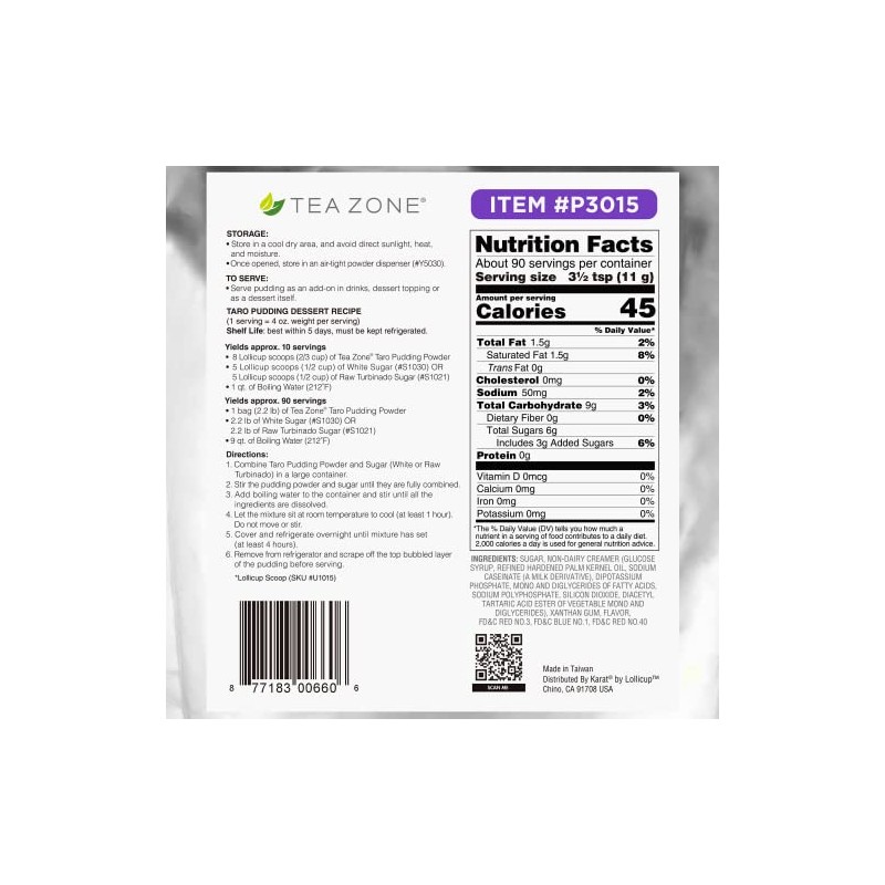 Tea Zone 2.2 lb Taro Pudding Mix Powder