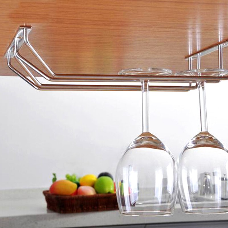 35cm Double Row Stainless Steel Wine Glass Rack Holder Hanging