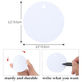 G2PLUS 100PCS White Gift Tags with String，2.2'' Round Paper Tag Blank Hang Tag Circle Tags with Holes for Craft Projects, Xmas Gift, DIY Wedding Favor Bag