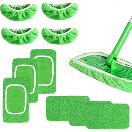 YGCQFH Pack of 10 Floor Mop Covers, Washable Mop Cover for Hard Floors, Wooden Floors, Moist Floor Cloths, Microfibre Reusable Floor Cloths, Floor Cloths Wet - 25.5 x 11.5 cm