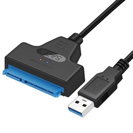 SATA to USB 3.0 Adapter, External Hard Drive Converter Cable for 2.5" 3.5" HDD, SSD with Power Supply - Color: Black
