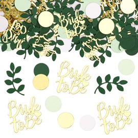 GoldRock Glitzer Konfetti Bride To Be Deko, Jga Deko Frauen Grün Gold,100 Stück Junggesellenabschied Tischdeko, Jga Accessoires Frauen, Eukalyptus Streudeko Bride To Be Dekorationen,Jga Tischdeko Frau