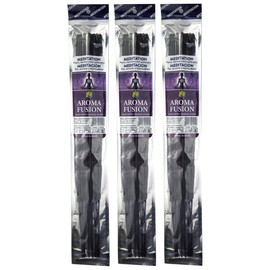 3 - Aroma Fusion 19"" Jumbo Hand Dipped Incense 10-Stick Packs - Meditation Scent, Green, AF19CH3