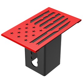 TOEASYTY Heavy Duty Hollow Out American Flag Metal Trailer Hitch Cover for 2-inch Receiver (with 5/8-inch Pin Dia Anti-Theft Hitch Lock, Red&Black)