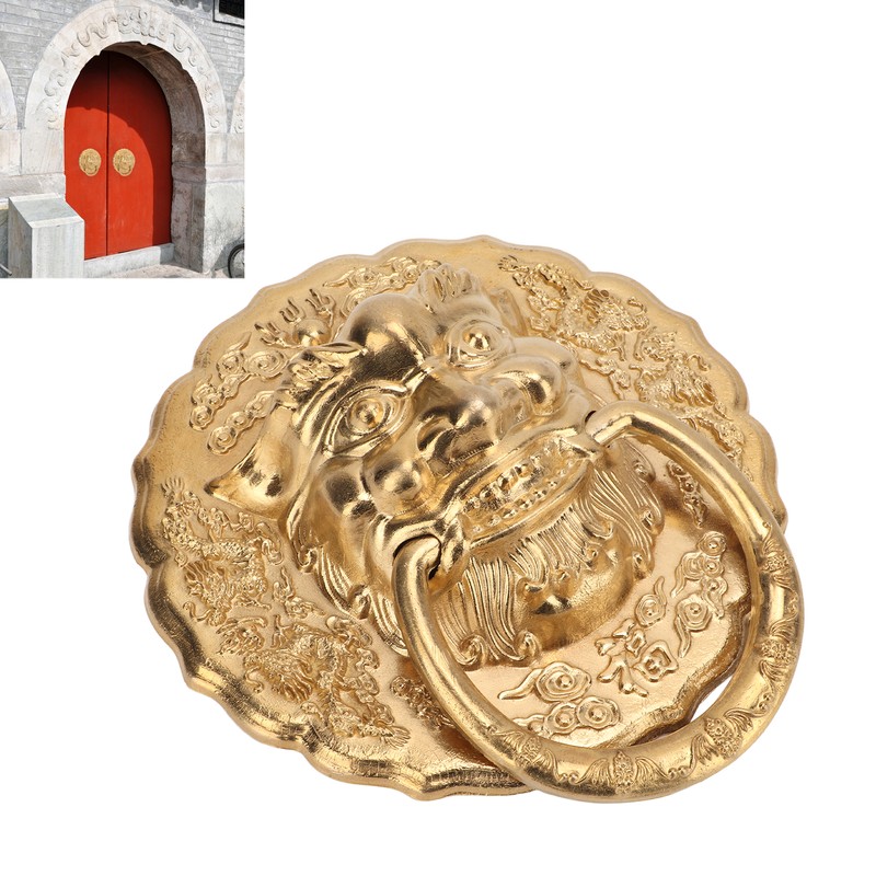 Door Knocker Chinese Animal Head Style Modelled Antique Brass Easy