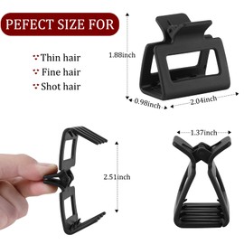 Small Hair Clips for Women and Girls - 2 Inch Rectangle Medium Claw Clips for Thin/Fine Hair - Nonslip Strong Hold Matte Jaw - 16 Pack(natural colors)