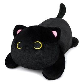 Yamepuia Weighted Stuffed Animal, 45 cm Black Cat Weighted Cuddly Toy, Kawaii Weight Stuffed Toy, Cat Plush Toy, Cat Cuddly Toy Gifts for Children (Black, 45 cm)