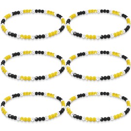 Liliaafar 6 Pcs Baseball Beaded Necklace for Men Bling Rhinestone Clay Beaded Necklace Gifts for Baseball Players Lovers(Yellow, Black, White,20 Inch,Bead)