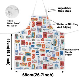 G2TUP Portugal Sardines Kitchen Apron Portuguese Sardines Gifts Tinned Fish Apron Portuguese Apron (Tinned Fish)