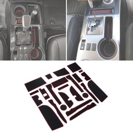 DREOOCAR Custom Liners Compatible with 4Runner Accessories 2010-2023 2024 Anti Dust Cup Holder Door Pocket Center Console Insert Mats Premium Car Interior Pads 24 Pcs Red Trim