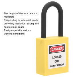 10 Sets 38 mm Industrial Engineering Insulation Security Tool for Factories, Lockout Lock, Dustproof Nylon, Different Keys, Tag, Various Padlocks (Yellow)