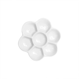 Albedel 2 PCS 3.4" Diameter Flower Paint Palette Glazed Watercolor Painting Mixing Ceramic Palette