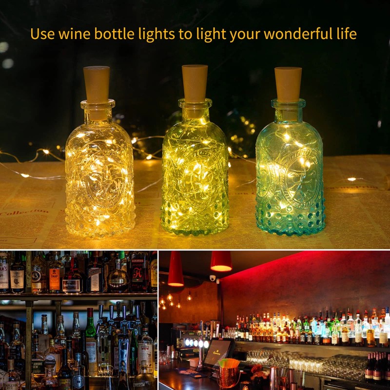 Brightown 10 Pack Wine Bottle Fairy Lights Warm White LED