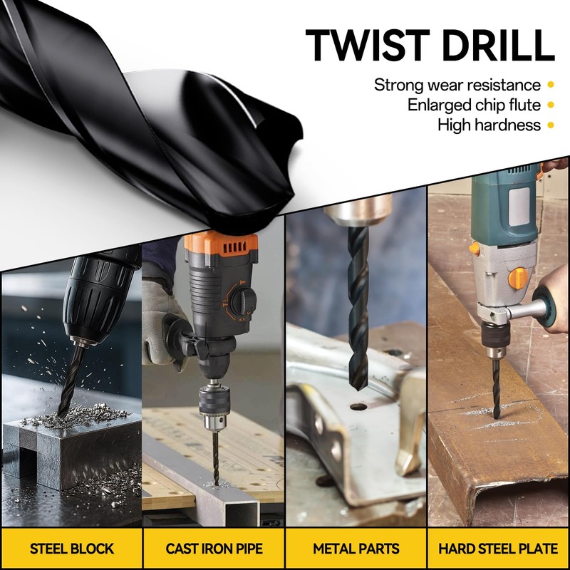 Drill Bit Set for Drill Drivers,HSS Steel,Carbon Steel,Alloy Drill Bits-5/64