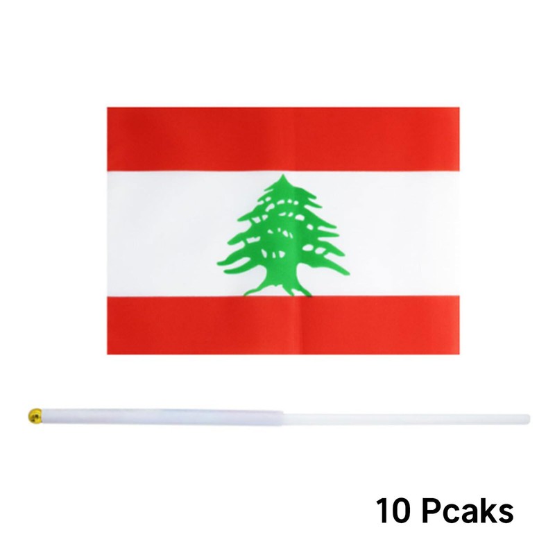 Lyvixora ​10 PCS Lebanese Flag Handheld Mini Flags - Lebanon