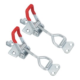 PATIKIL Toggle Latch Clamp 4002 Style, 2 Pcs Carbon Steel Adjustable Toggle Clamps Quick Release Smoker Pull Hasp Latches with Lock Hole 396Lbs Bearing for Box Lid Jig, Silver