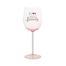 Pavilion Gift Company- Cheers to Friends - 17 oz Wine Glass Wine Lover Friend Bestie Best Friend Gift Bachelorette Party Vineyard