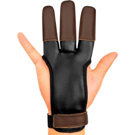 KESHES Archery Glove Finger Tab Accessories - Leather Gloves for Recurve & Compound Bow - Three Finger Protection for Men Women & Youth (X-large)