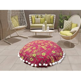 My Dream Carts 18 Inch Floor Pillow Case “Cover Only” Mediation Cushion Cover Pouf Cover for Home Decorations Sofa Couch Bed Chair Living Room Throw Pillow Covers Round Cushion Cases (Without Filler)