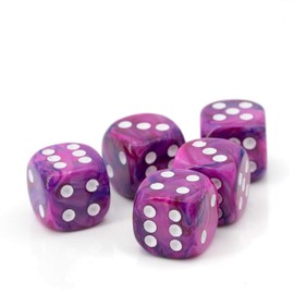 WeLoveBeads W6 dahlia dice purple/white - made in Germany - pack of 5