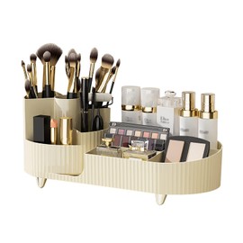 Vecolla Makeup Organizer, Perfume Organizer 360 Rotating Makeup Brush Holder, Large Adjustable Bathroom Countertop Organizer Vanity Spinning Lotion Organizer(White)