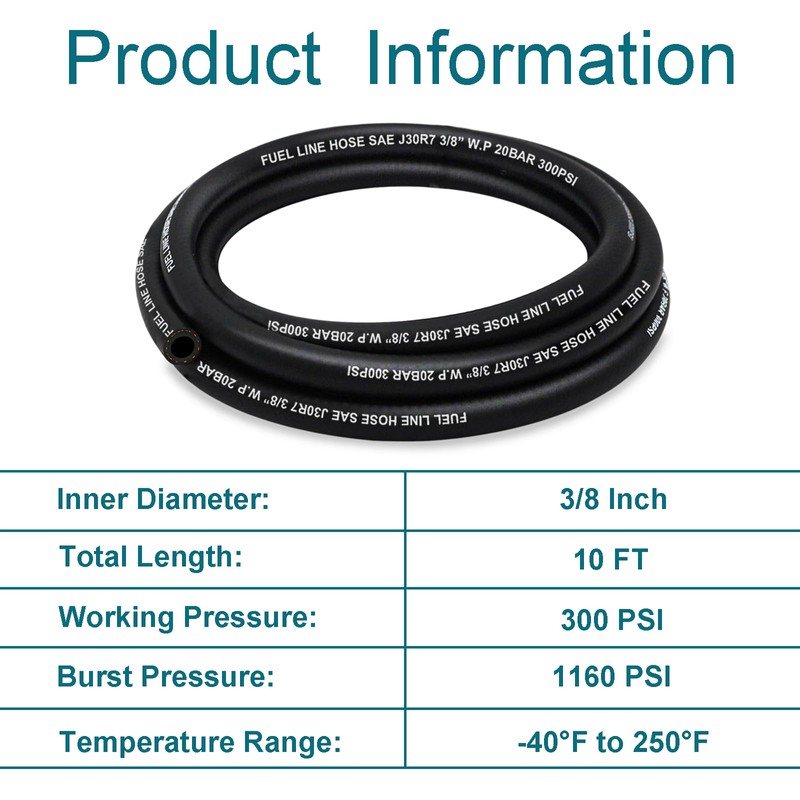 HOUSUN Fuel Line 3/8 Inch ID, Fuel Hose 10FT, J30R7