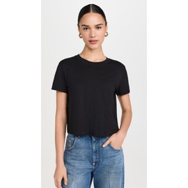 Madewell Women's Slub Boxy-Crop Tee, Jet Black, M