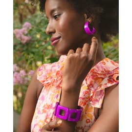 ZENZII Georgia Lightweight Chunky Open Hoop Resin Earrings with Butterfly Clasp for Women and Girls (Coral)