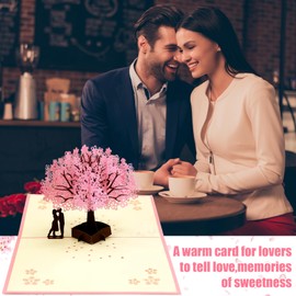 Wedding Card 3D, 3D Pop Up Card, Pop Up Greeting Cards with Envelope, Pink Cherry Blossom Valentine's Day Card, Card for Wedding Anniversary, Valentine's Day, Wedding Invitation